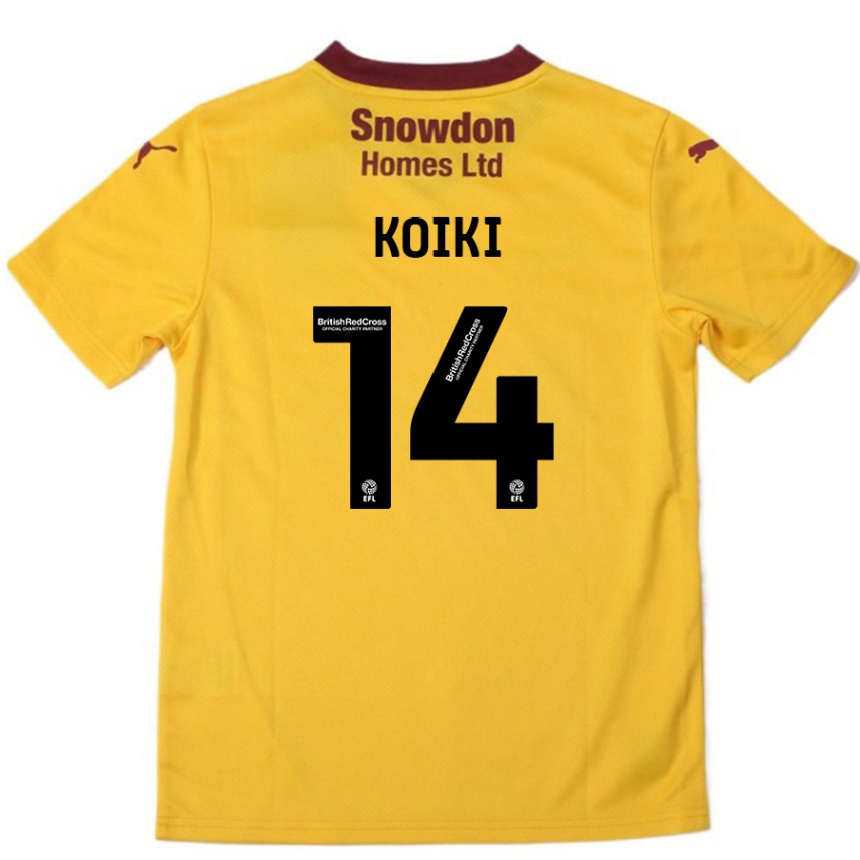 Kids Football Ali Koiki #14 Orange  Burgundy Away Jersey 2024/25 T-Shirt Nz