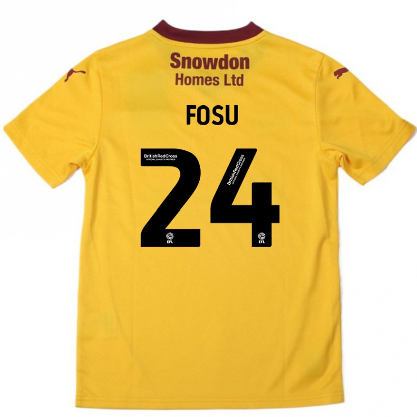 Kids Football Tariqe Fosu #24 Orange  Burgundy Away Jersey 2024/25 T-Shirt Nz