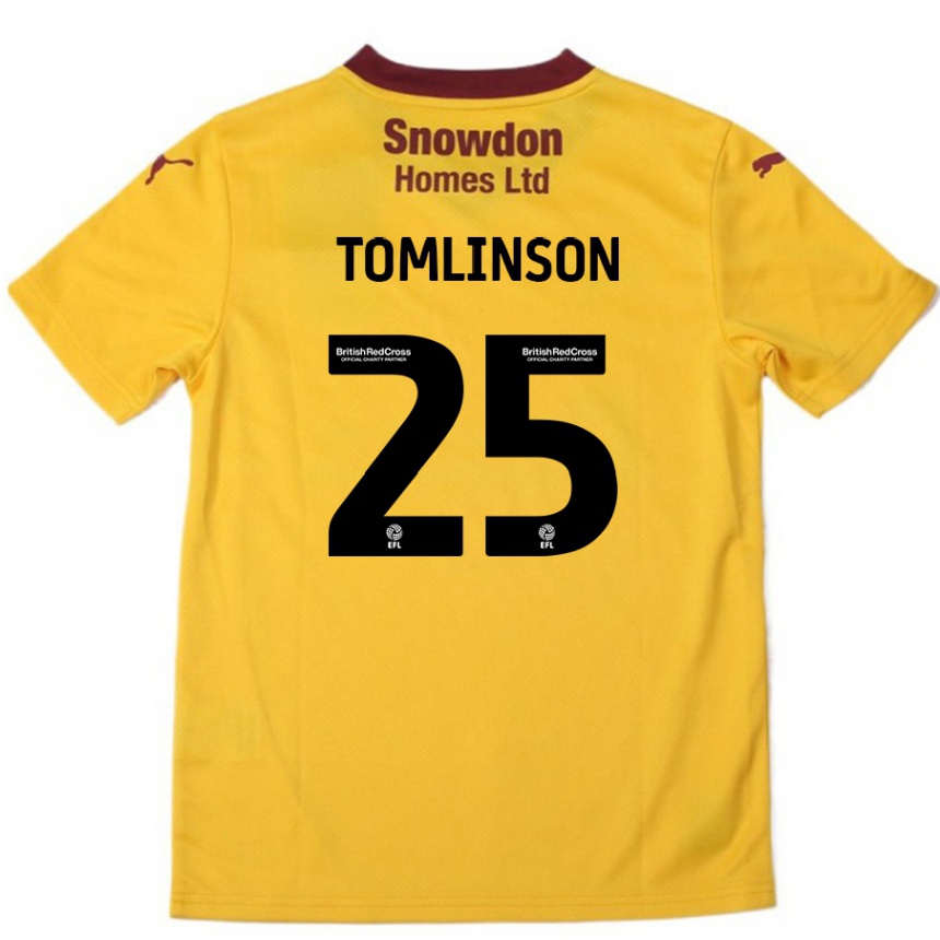 Kids Football Josh Tomlinson #25 Orange  Burgundy Away Jersey 2024/25 T-Shirt Nz