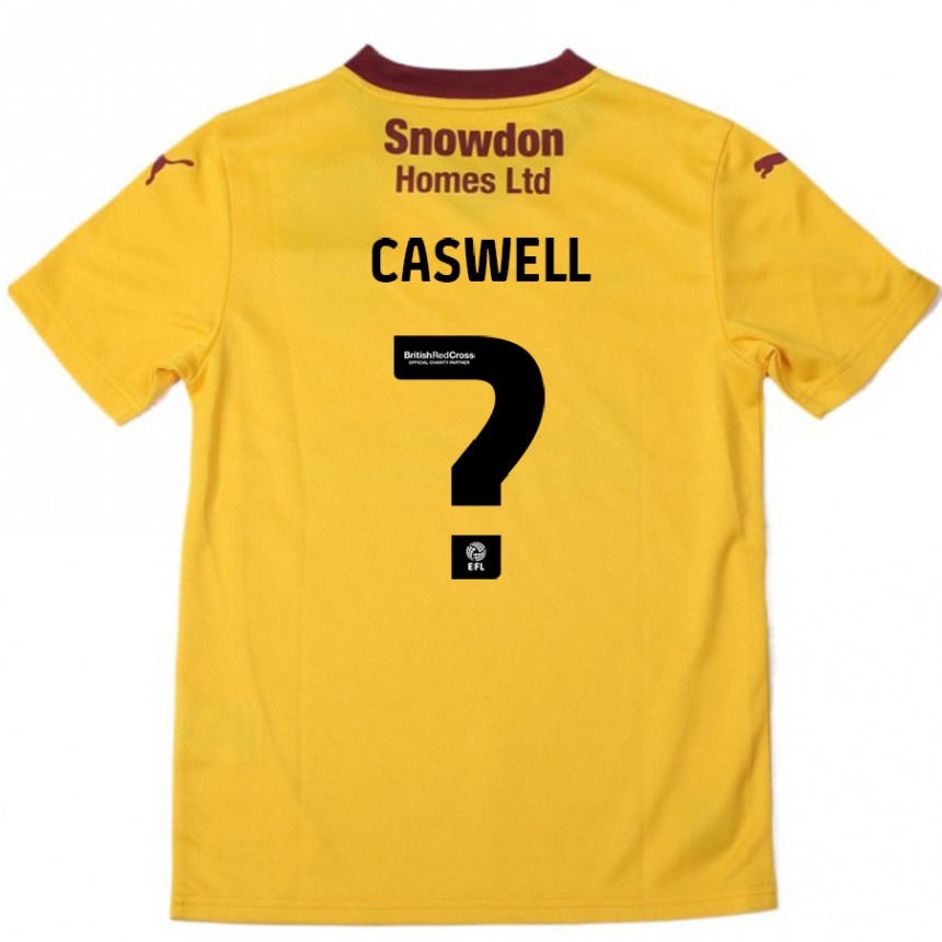 Kids Football Jordan Caswell #0 Orange  Burgundy Away Jersey 2024/25 T-Shirt Nz