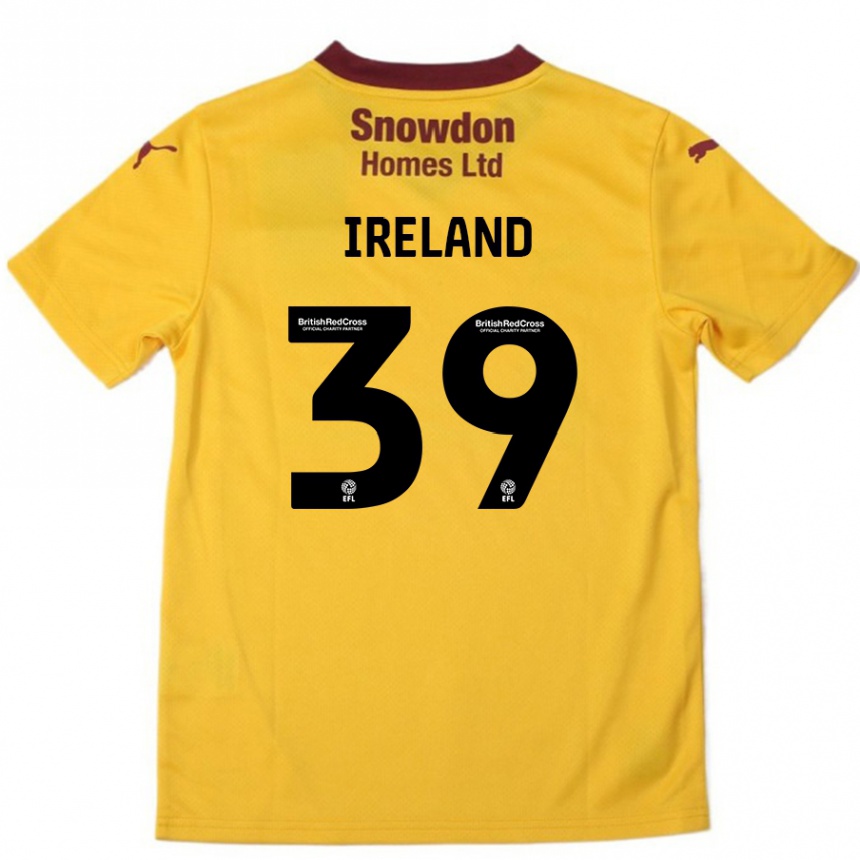 Kids Football Matthew Ireland #39 Orange  Burgundy Away Jersey 2024/25 T-Shirt Nz