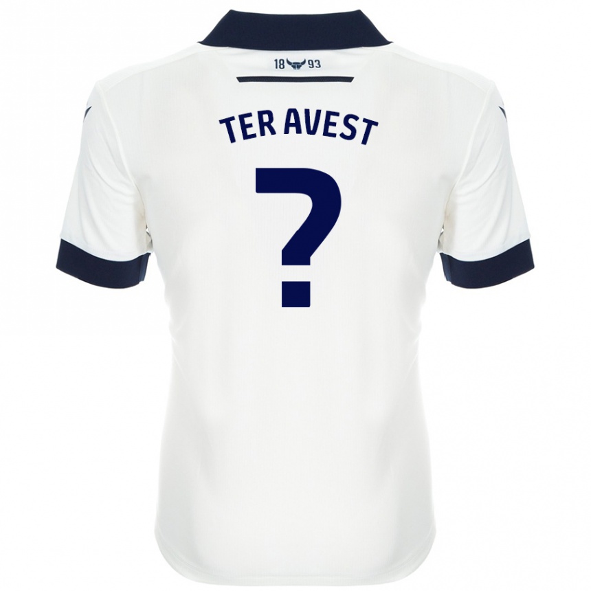 Kids Football Hidde Ter Avest #0 White Navy Blue Away Jersey 2024/25 T-Shirt Nz