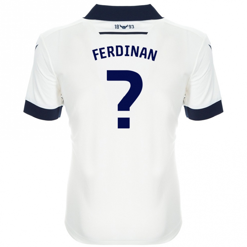 Kids Football Marselino Ferdinan #0 White Navy Blue Away Jersey 2024/25 T-Shirt Nz