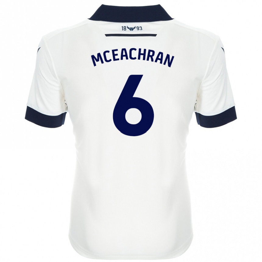 Kids Football Josh Mceachran #6 White Navy Blue Away Jersey 2024/25 T-Shirt Nz