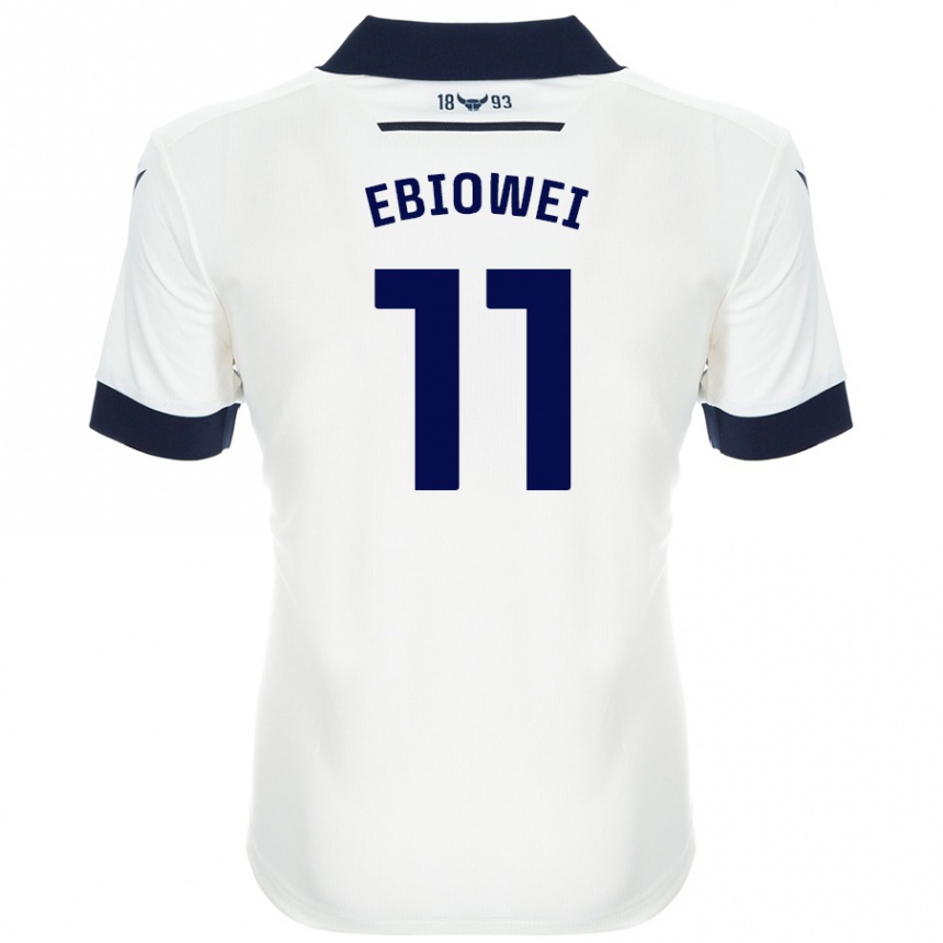 Kids Football Malcolm Ebiowei #11 White Navy Blue Away Jersey 2024/25 T-Shirt Nz