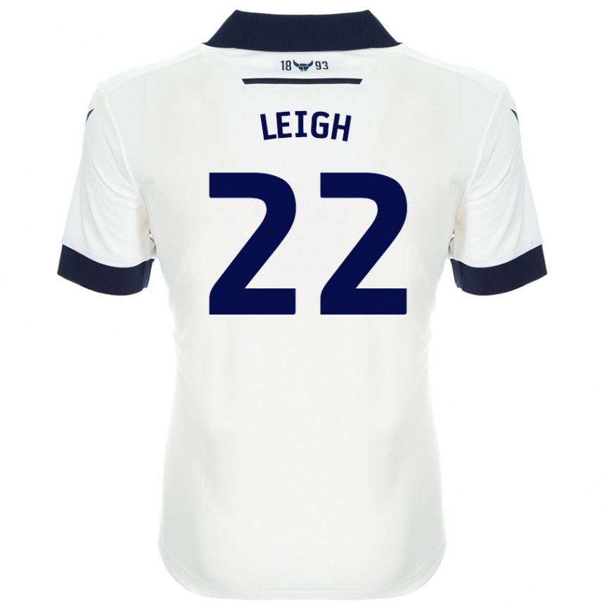 Kids Football Greg Leigh #22 White Navy Blue Away Jersey 2024/25 T-Shirt Nz