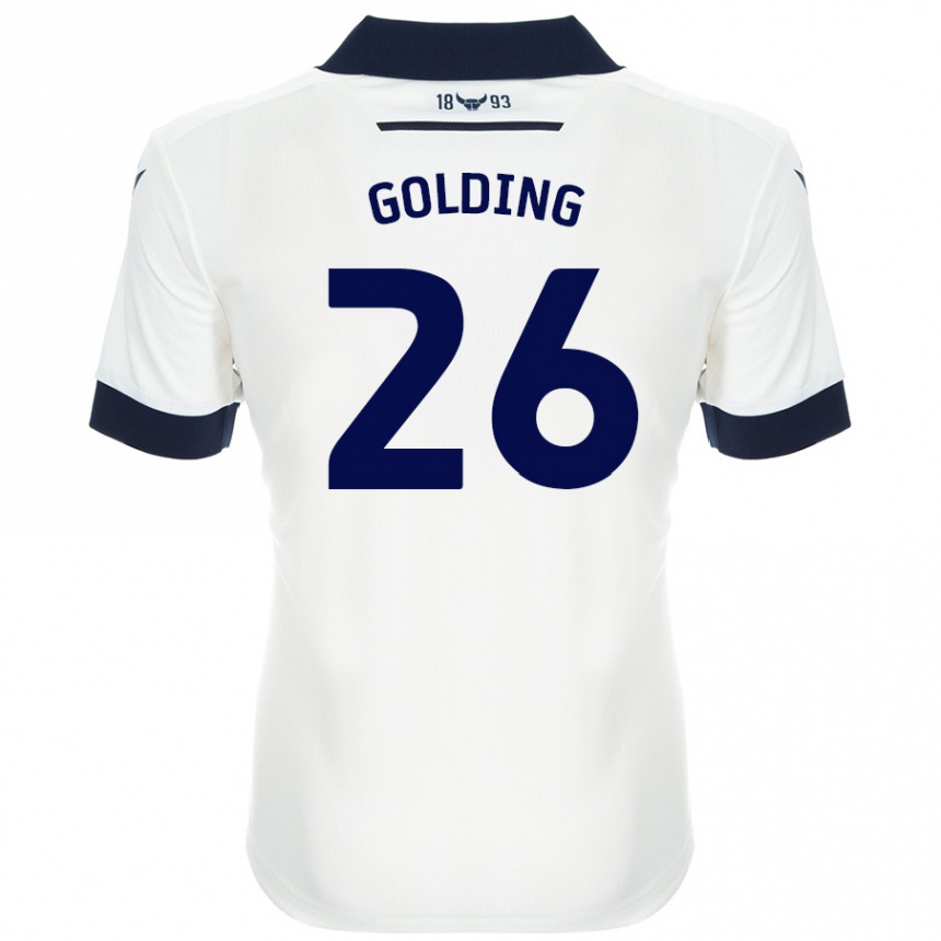 Kids Football James Golding #26 White Navy Blue Away Jersey 2024/25 T-Shirt Nz