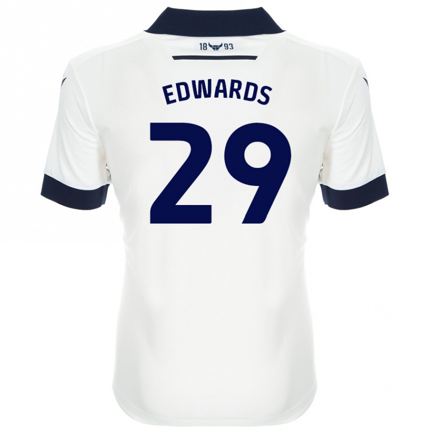 Kids Football Kyle Edwards #29 White Navy Blue Away Jersey 2024/25 T-Shirt Nz