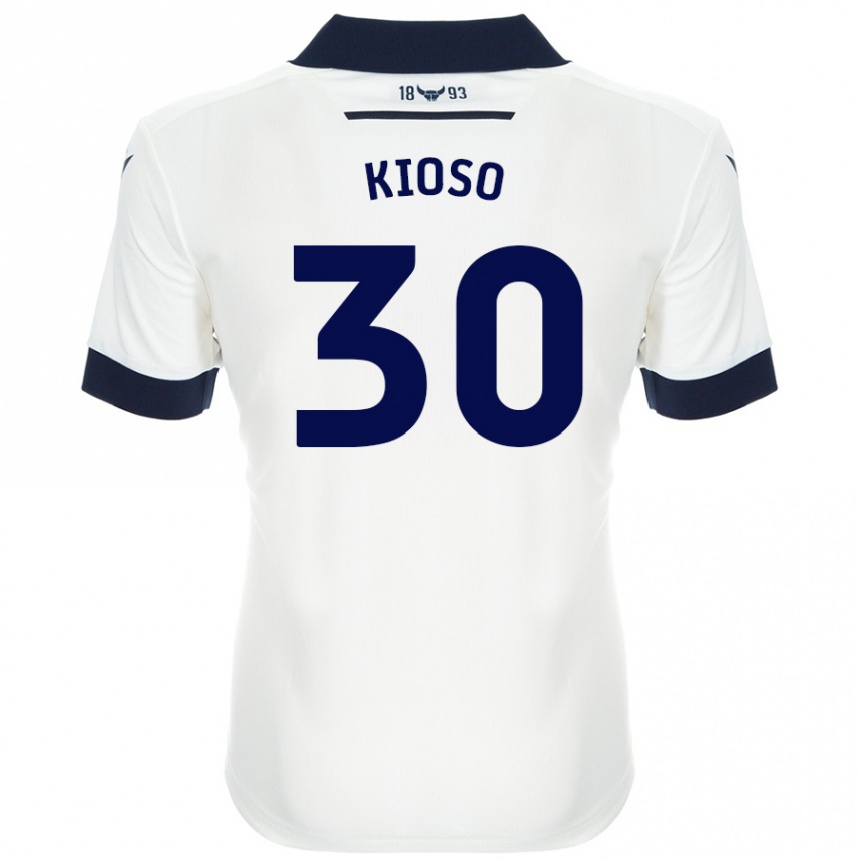 Kids Football Peter Kioso #30 White Navy Blue Away Jersey 2024/25 T-Shirt Nz