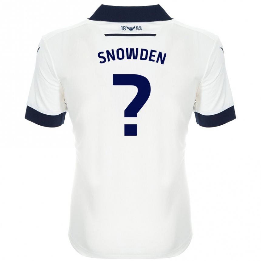 Kids Football Leo Snowden #0 White Navy Blue Away Jersey 2024/25 T-Shirt Nz