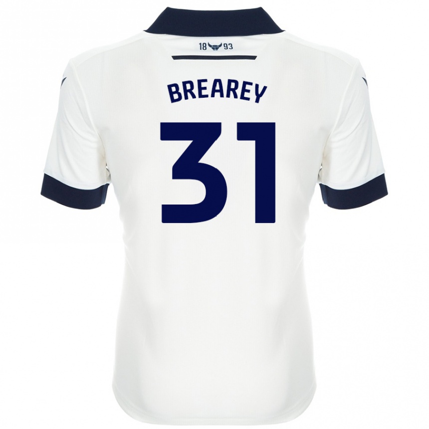 Kids Football Eddie Brearey #31 White Navy Blue Away Jersey 2024/25 T-Shirt Nz