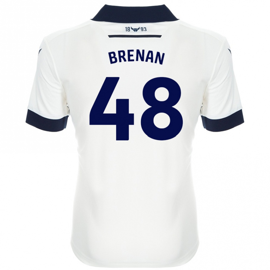 Kids Football Tobias Brenan #48 White Navy Blue Away Jersey 2024/25 T-Shirt Nz