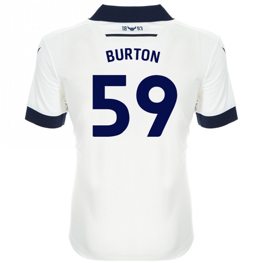 Kids Football Kasway Burton #59 White Navy Blue Away Jersey 2024/25 T-Shirt Nz