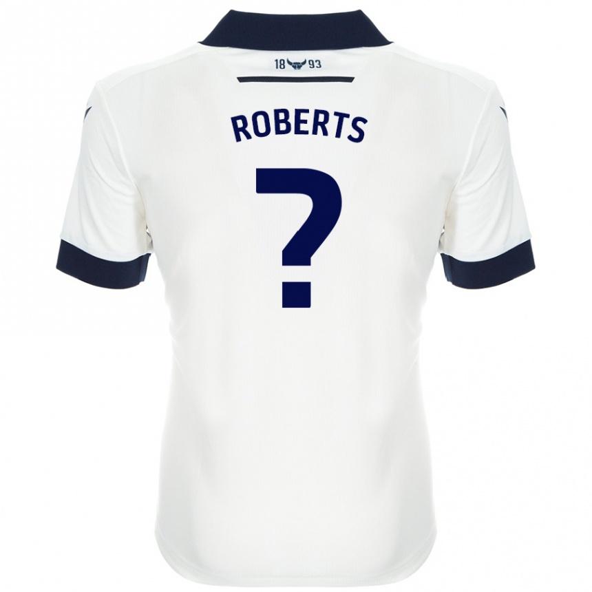 Kids Football Amber Roberts #0 White Navy Blue Away Jersey 2024/25 T-Shirt Nz