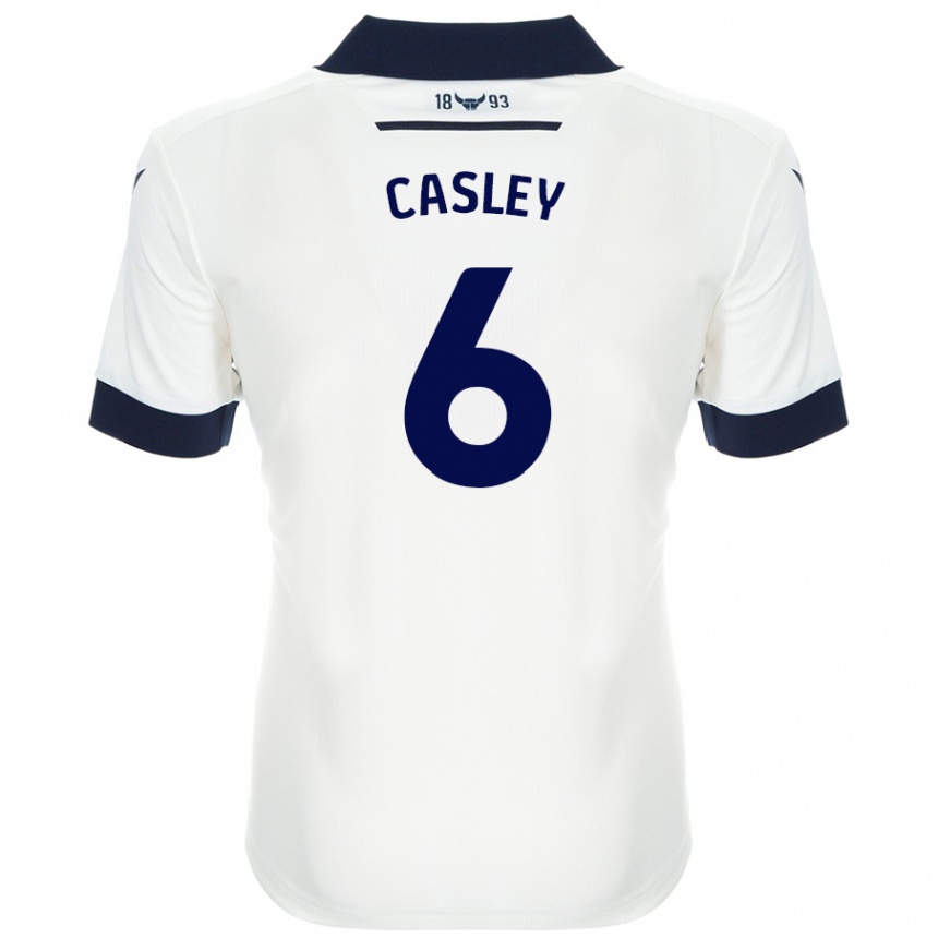 Kids Football Riva Casley #6 White Navy Blue Away Jersey 2024/25 T-Shirt Nz