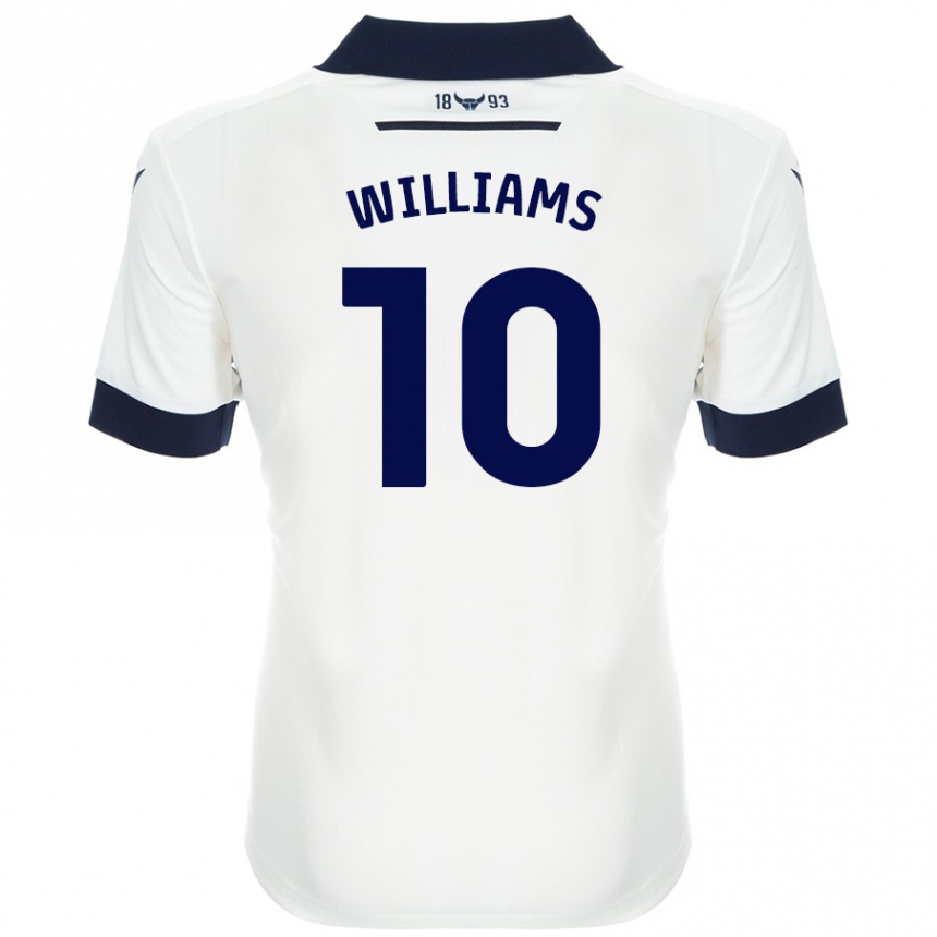 Kids Football Cheryl Williams #10 White Navy Blue Away Jersey 2024/25 T-Shirt Nz