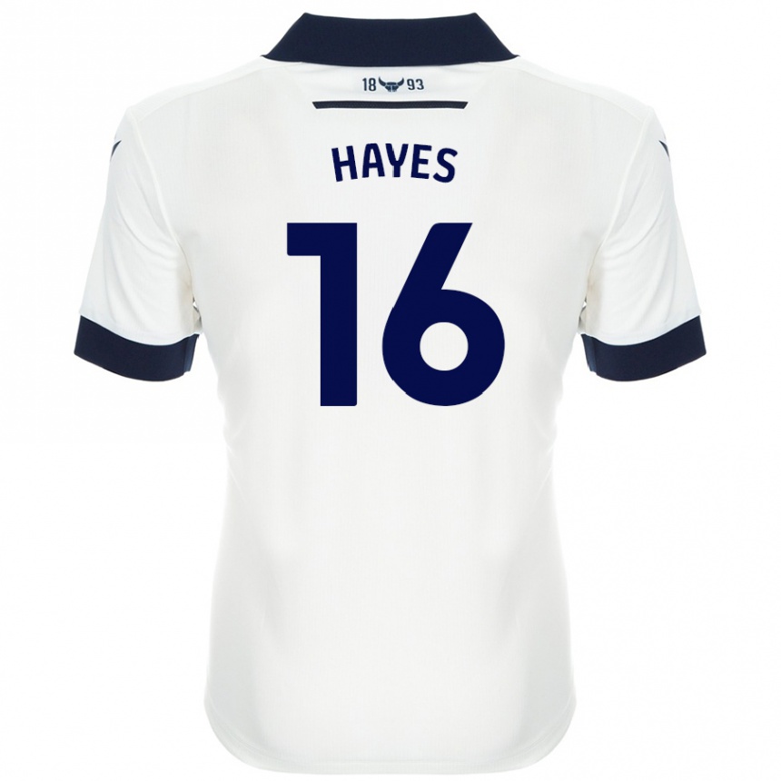 Kids Football Georgia Hayes #16 White Navy Blue Away Jersey 2024/25 T-Shirt Nz