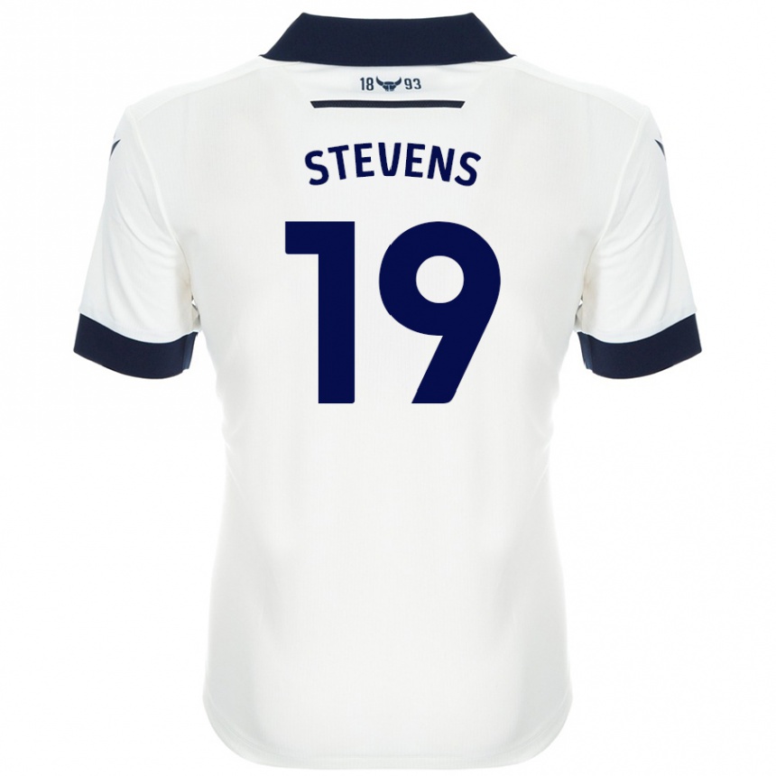 Kids Football Lily Stevens #19 White Navy Blue Away Jersey 2024/25 T-Shirt Nz