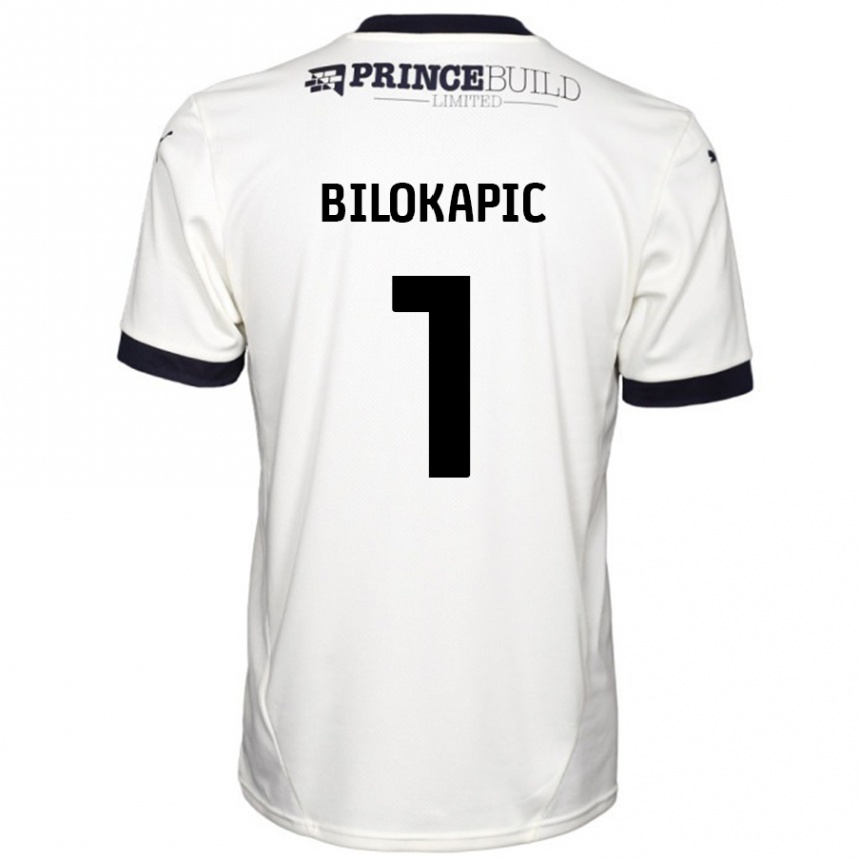 Kids Football Nicholas Bilokapic #1 Off White Black Away Jersey 2024/25 T-Shirt Nz