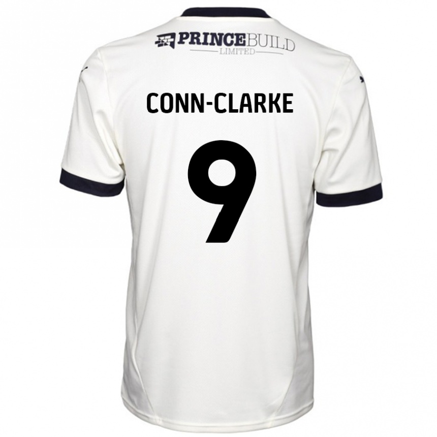 Kids Football Chris Conn-Clarke #9 Off White Black Away Jersey 2024/25 T-Shirt Nz