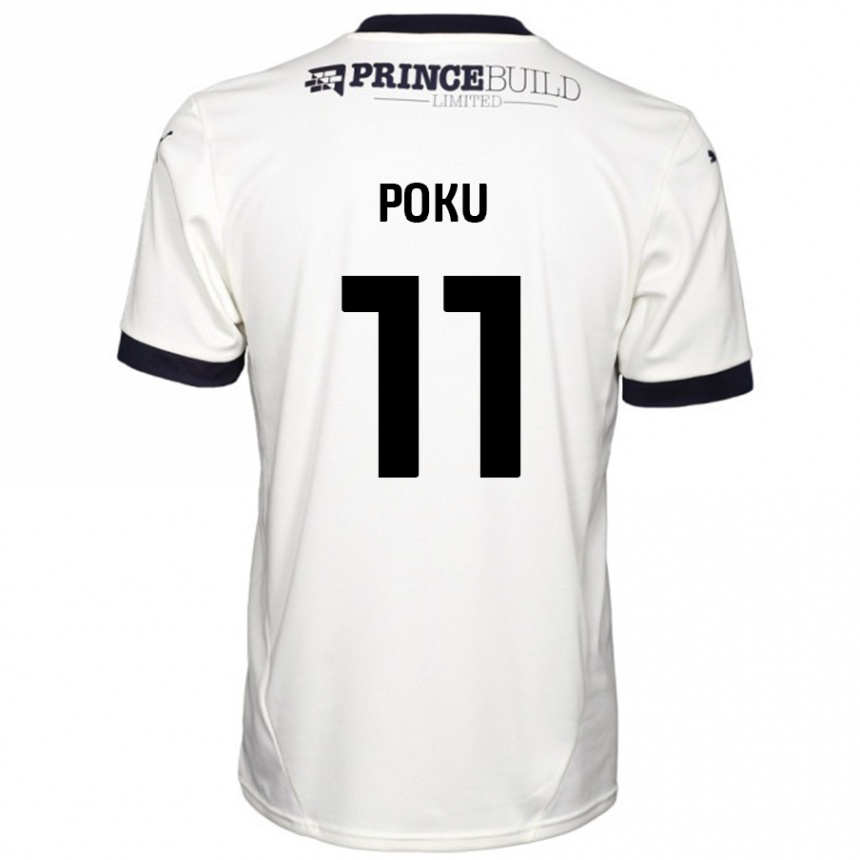 Kids Football Kwame Poku #11 Off White Black Away Jersey 2024/25 T-Shirt Nz