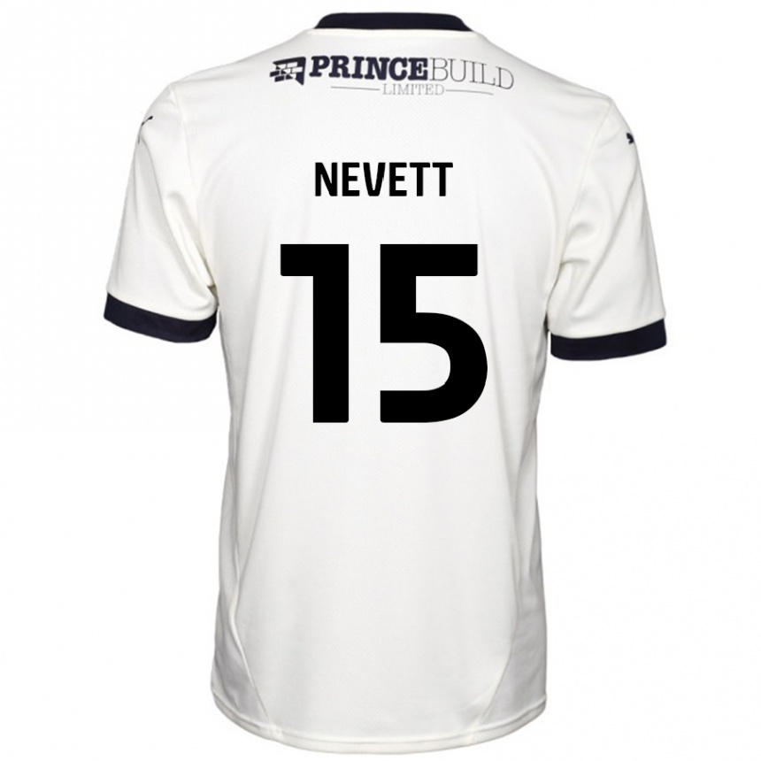 Kids Football George Nevett #15 Off White Black Away Jersey 2024/25 T-Shirt Nz