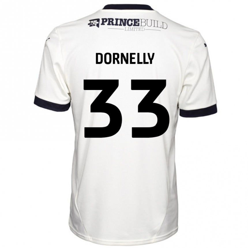 Kids Football James Dornelly #33 Off White Black Away Jersey 2024/25 T-Shirt Nz