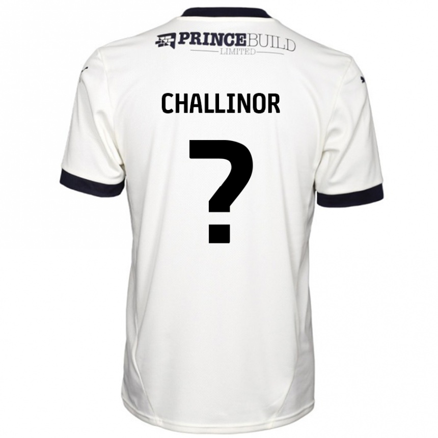 Kids Football Ben Challinor #0 Off White Black Away Jersey 2024/25 T-Shirt Nz