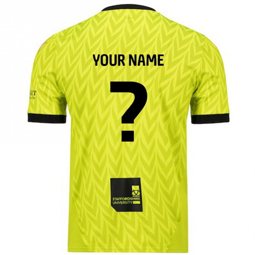 Kids Football Your Name #0 Fluorescent Green Away Jersey 2024/25 T-Shirt Nz