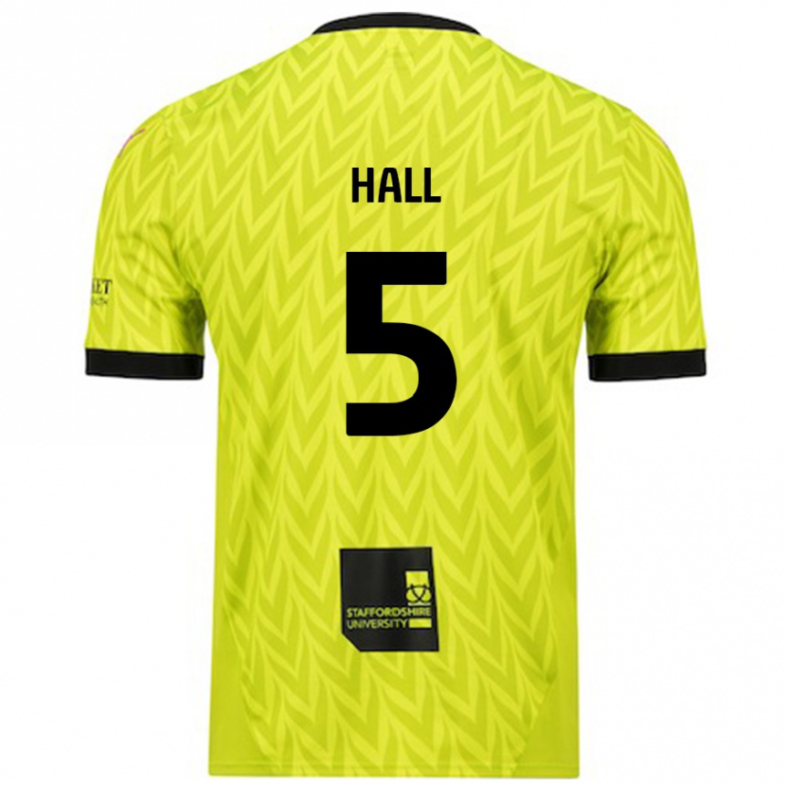 Kids Football Connor Hall #5 Fluorescent Green Away Jersey 2024/25 T-Shirt Nz