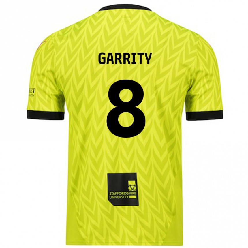 Kids Football Ben Garrity #8 Fluorescent Green Away Jersey 2024/25 T-Shirt Nz