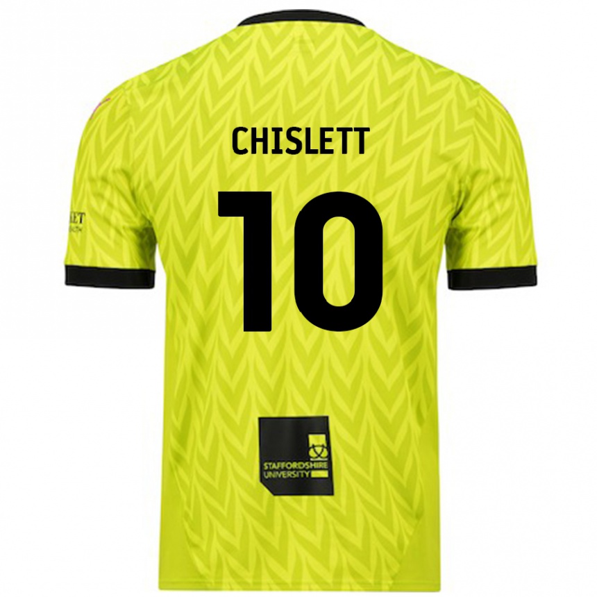 Kids Football Ethan Chislett #10 Fluorescent Green Away Jersey 2024/25 T-Shirt Nz