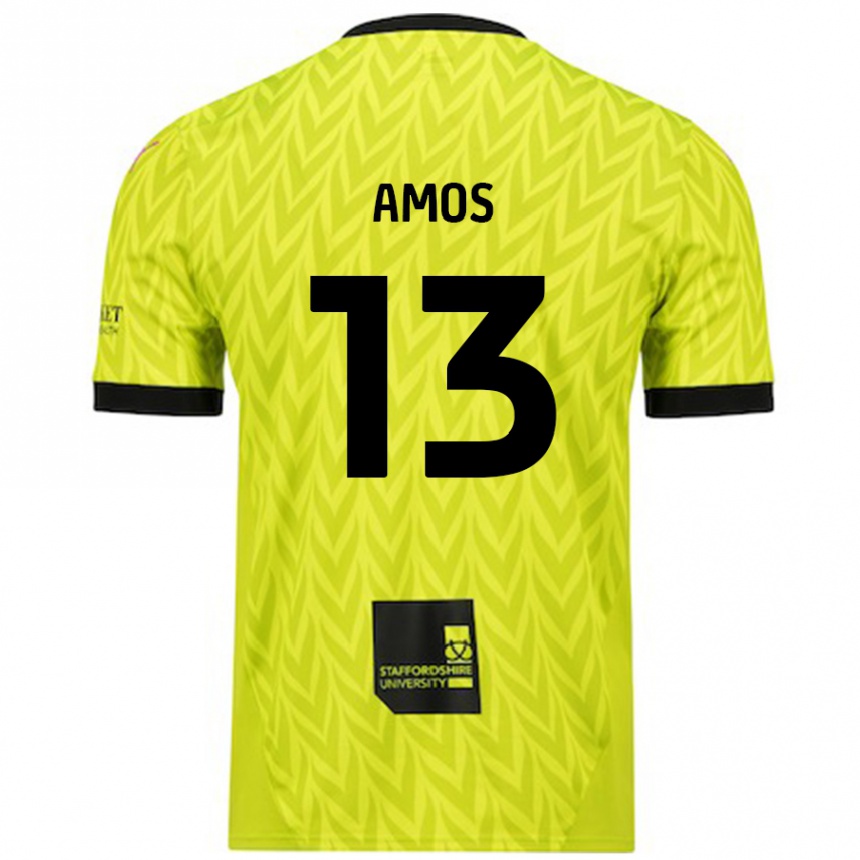 Kids Football Ben Amos #13 Fluorescent Green Away Jersey 2024/25 T-Shirt Nz