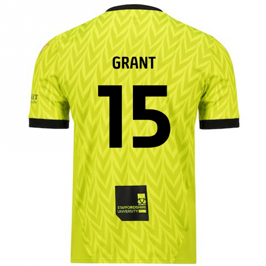 Kids Football Conor Grant #15 Fluorescent Green Away Jersey 2024/25 T-Shirt Nz