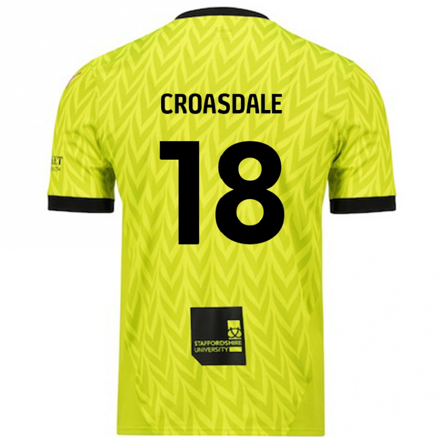 Kids Football Ryan Croasdale #18 Fluorescent Green Away Jersey 2024/25 T-Shirt Nz