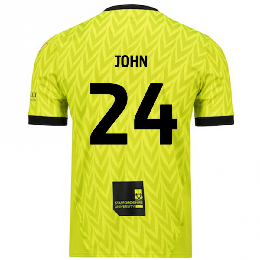 Kids Football Kyle John #24 Fluorescent Green Away Jersey 2024/25 T-Shirt Nz