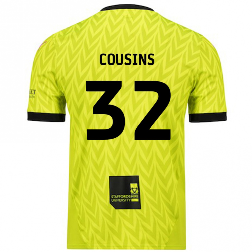 Kids Football Logan Cousins #32 Fluorescent Green Away Jersey 2024/25 T-Shirt Nz