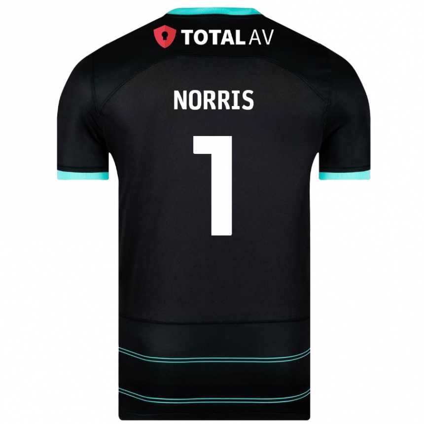 Kids Football Will Norris #1 Black Away Jersey 2024/25 T-Shirt Nz