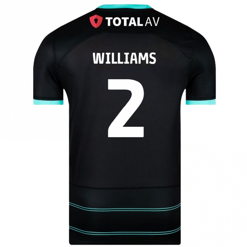 Kids Football Jordan Williams #2 Black Away Jersey 2024/25 T-Shirt Nz