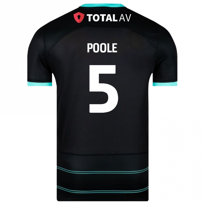 Kids Football Regan Poole #5 Black Away Jersey 2024/25 T-Shirt Nz