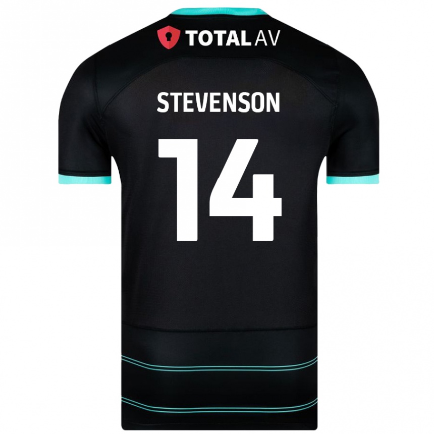 Kids Football Ben Stevenson #14 Black Away Jersey 2024/25 T-Shirt Nz