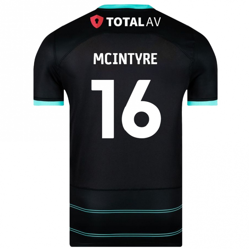 Kids Football Tom Mcintyre #16 Black Away Jersey 2024/25 T-Shirt Nz