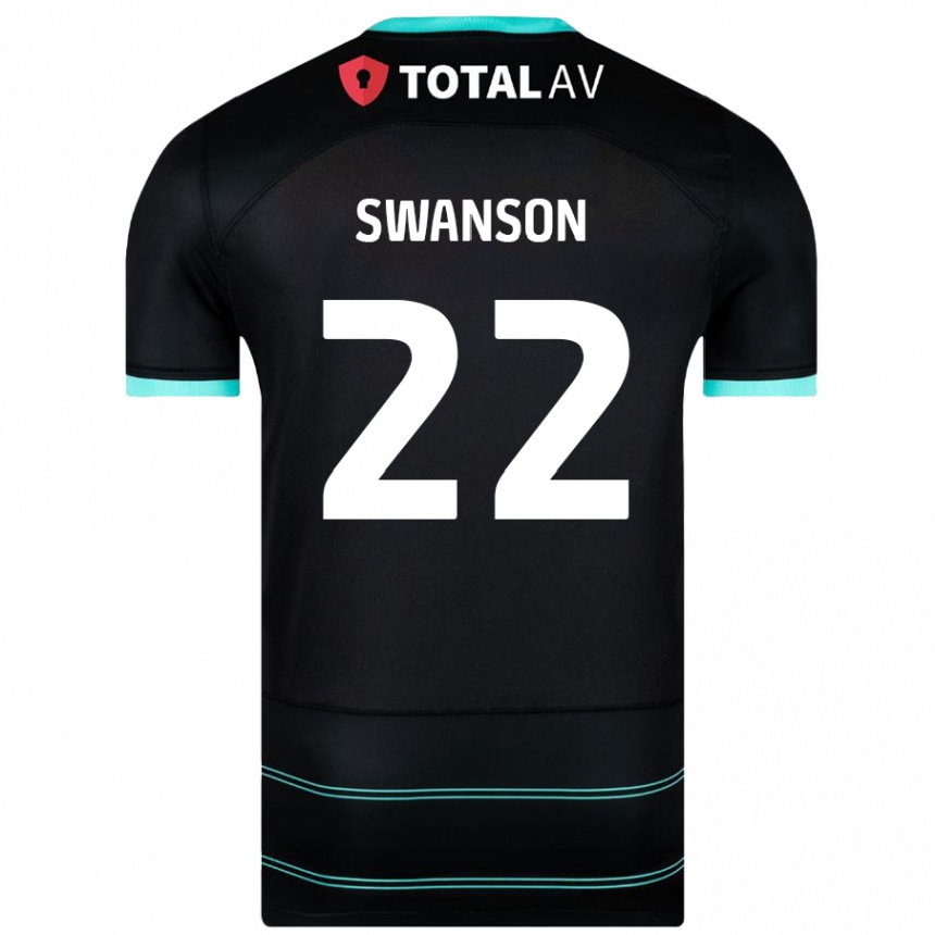 Kids Football Zak Swanson #22 Black Away Jersey 2024/25 T-Shirt Nz