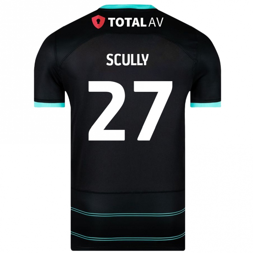 Kids Football Anthony Scully #27 Black Away Jersey 2024/25 T-Shirt Nz