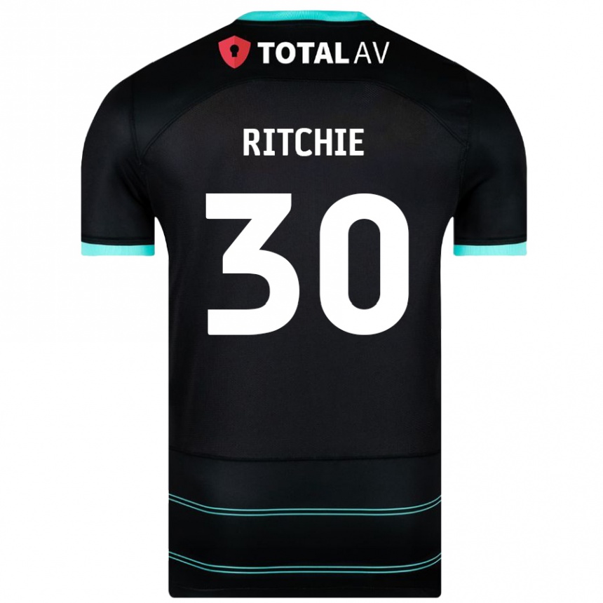 Kids Football Matt Ritchie #30 Black Away Jersey 2024/25 T-Shirt Nz