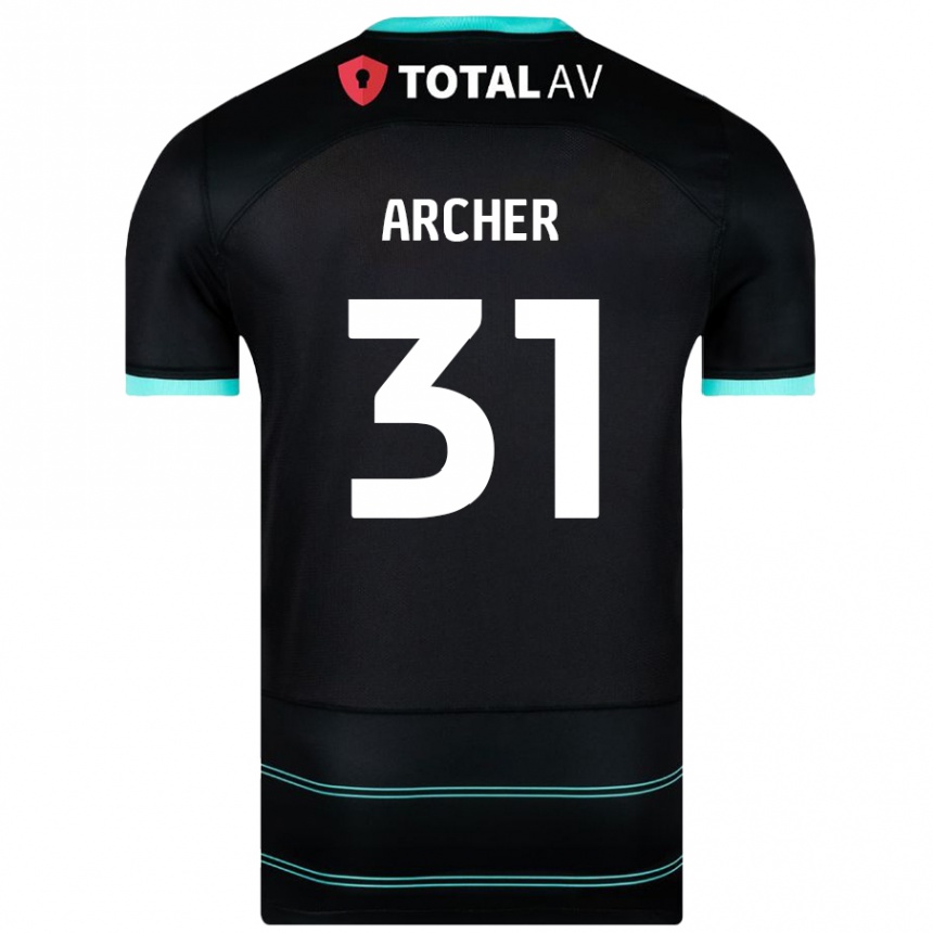 Kids Football Jordan Archer #31 Black Away Jersey 2024/25 T-Shirt Nz