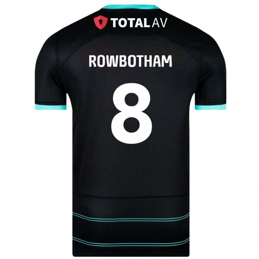 Kids Football Ava Rowbotham #8 Black Away Jersey 2024/25 T-Shirt Nz