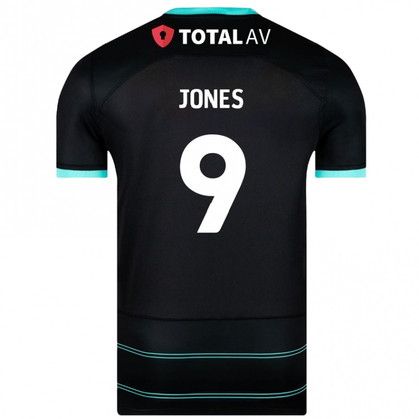 Kids Football Emma Jones #9 Black Away Jersey 2024/25 T-Shirt Nz