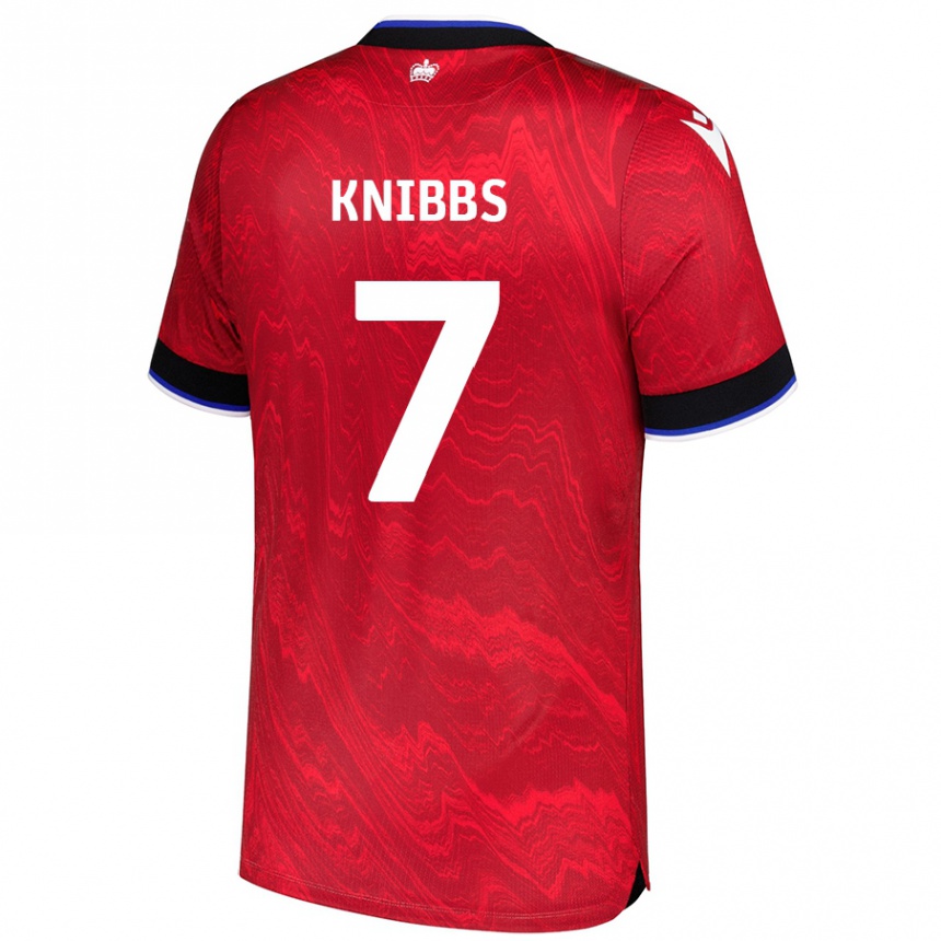 Kids Football Harvey Knibbs #7 Red Black Away Jersey 2024/25 T-Shirt Nz