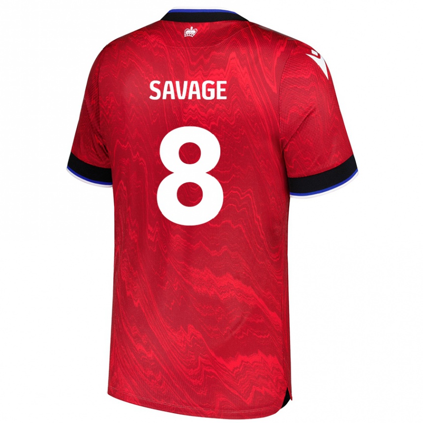 Kids Football Charlie Savage #8 Red Black Away Jersey 2024/25 T-Shirt Nz